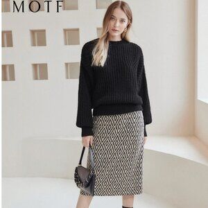 Chic MOTF Wool-Mix Geo Pattern Knit Skirt